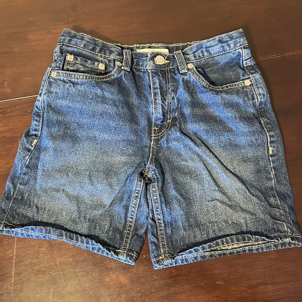 Levi's Girls Denim Girlfriend Midi Shorts Dark Wash